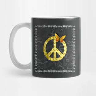 Golden Peace Symbol Butterfly 3D Graphic Mug